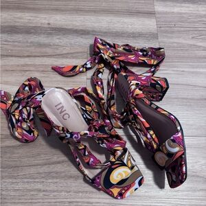 INC International Concepts Women's Pink and Yellow Strappy Heels